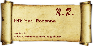 Mátai Rozanna névjegykártya